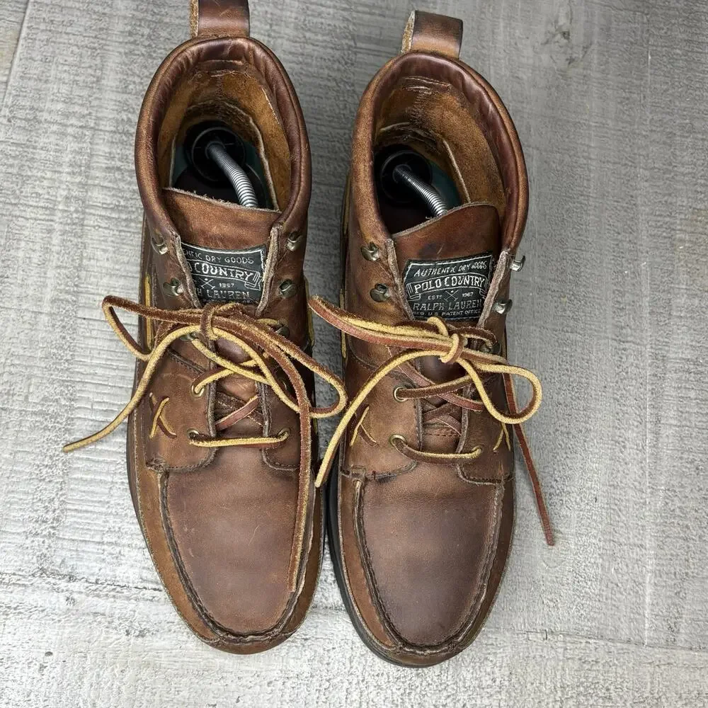 Vintage Ralph Lauren Polo Country Ankle Boots Leather Lace Up Size 10D